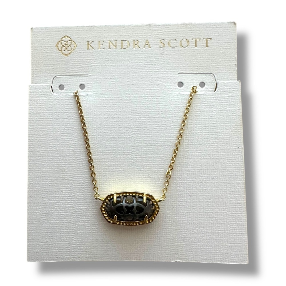 Kendra Scott Elisa Filigree Pendant Necklace Gunmetal Filigree in Goldtone